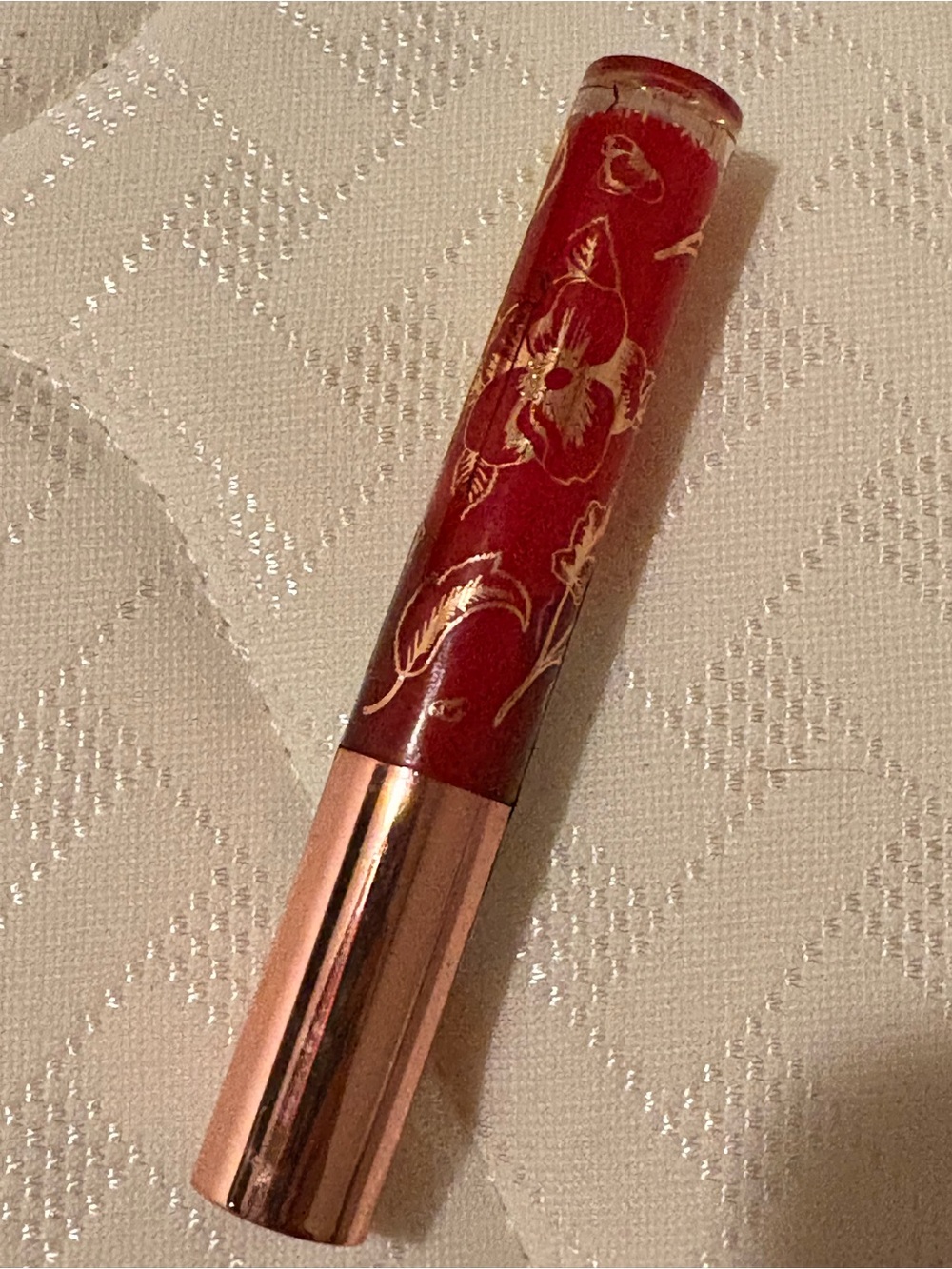 WINKY LUX Red Floral Lip Gloss with Rose Gold Cap NEW, SEALED, never used!